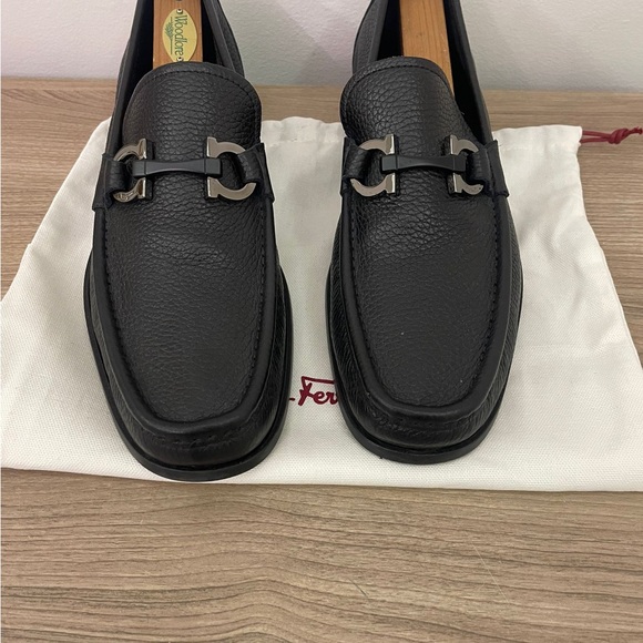Salvatore Ferragamo Grandioso Pebbled Men’s Shoe Loafer Ganci bit Black 8 - Picture 8 of 9